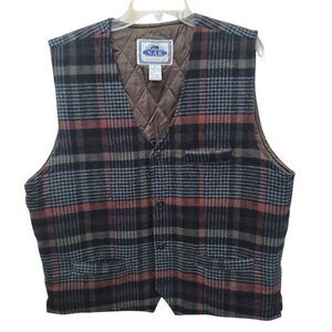 VTG NAK Men Plaid WoolBlend Vest Lined Button Front Y2K Preppy Business Academia